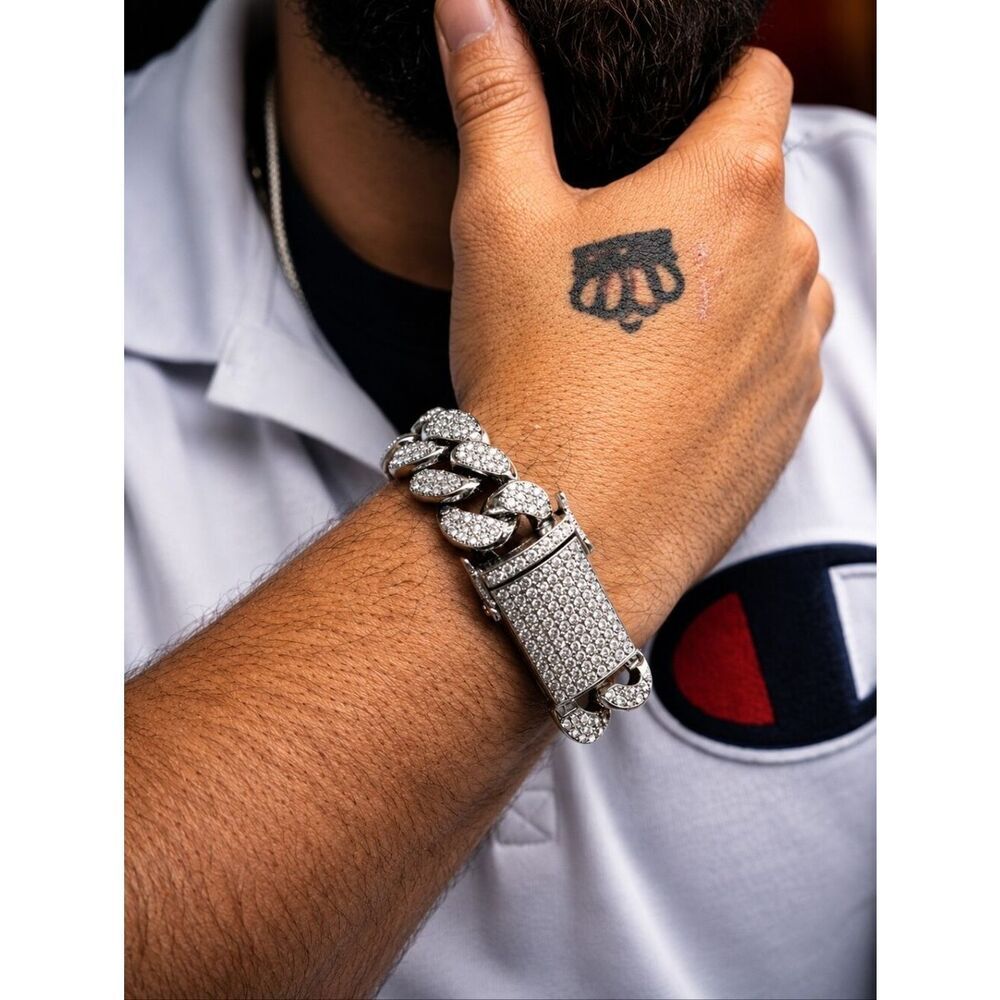 Iced Out 20mm Silver Cuban Bracelet